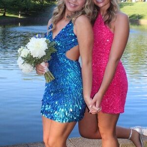 Sherri Hill Teal Sequin Prom/hoco Dress